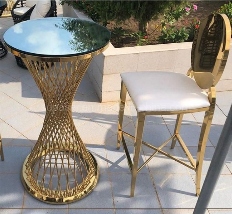 Hotel Event Luxury Stainless Steel Bar High Table with Chair