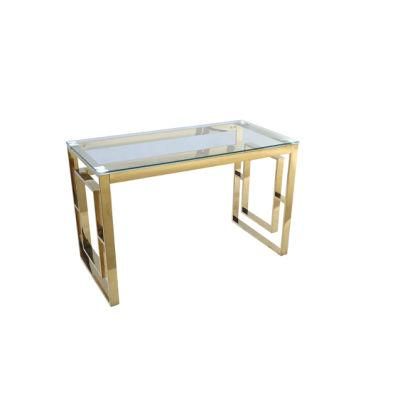 Modern Style Tempered Clear Glass Stainless Steel Mirror Console Table Luxury Gold Console Table Living Room Furniture