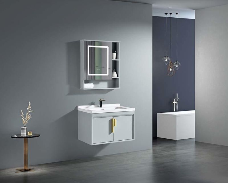 New Design Nordic Bathroom Cabinet Set Aluminum Bathroom Vanity Cabinet with Wash Basin Combo & Mirror