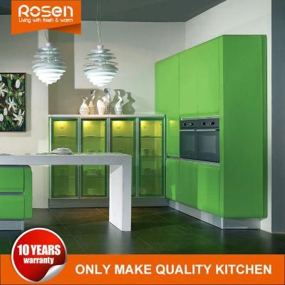 Design Green Color Simple Style Lacquer Kitchen Cabinet