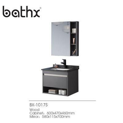 Modern Design Hotel Wall Mounted Aluminum Bathroom Cabinet with Ply Wood Color Aluminum Bathroom Vanity with Mirror