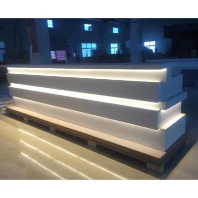 LED Lighted 7 Colors Modern White Juice Bar Counter