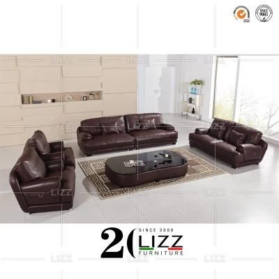 European Style Modern Office Funtiure Leather Sofa with Feather