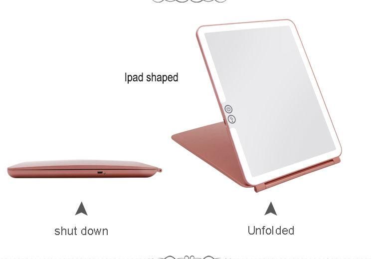 Super Slim Foldable LED Products USB Rechargeable LED Wholesale Lighted Makeup Mirror with Touch Sensor