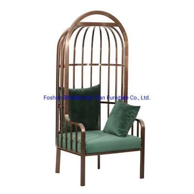 Wholesale Balcony Swing Hammock Leisure Single Sofa Chair Rose Gold Metal Living Room Chairs