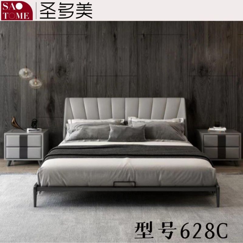 Modern Luxury Metal Steel Wood Solid Wood Bed Frame Bedroom Furniture Double Queen Bed