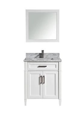 White Color Solid Wood Modern Simple Floor Mountained Combination Bathroom Cabinet Vanity