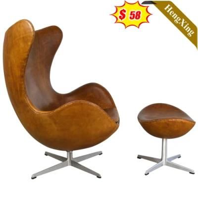 Vintage Design Home Living Room Hotel Waiting Room Sofas Chairs Modern Sofa Brown PU Leather Lounge Armless Chair with Ottoman