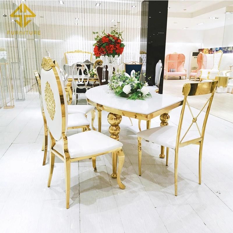 French Design High Quality Event Gold Stainless Steel Banquet Dining Chair