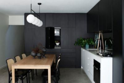 Mixed Color Black Design Pantry Cupboard White Base Handleless Pull out Kitchen Cabinets