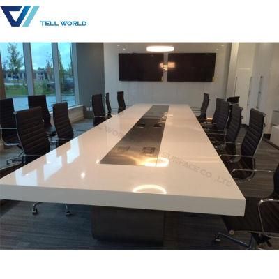Commercial Solid Surface Furniture Meeting Table Specification 12 Person White Long Conference Table Boardroom Table for Office