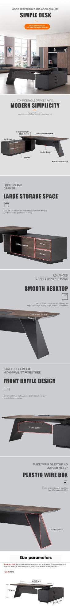 Wholesale Market Luxury School Boss Computer Parts Executive Wooden Modern Home Table Desk Office Furniture