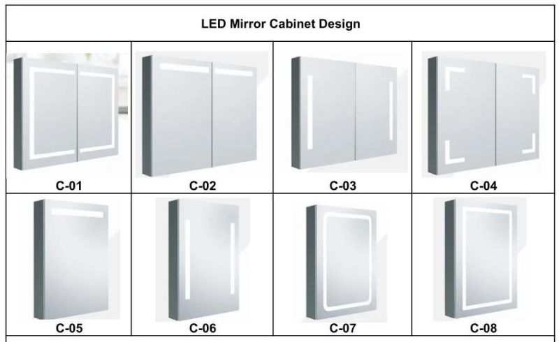 Single Double Door LED Lighted Mirror Cabinet Wall Mount Illuminated Medicine Cabinet with Infrared Sensor