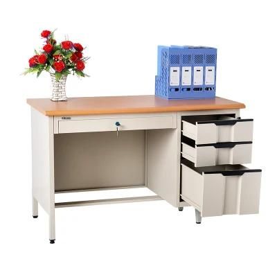 Best Metal Single Office Computer Desk with Keyboard Tray and Drawers Manufacturer