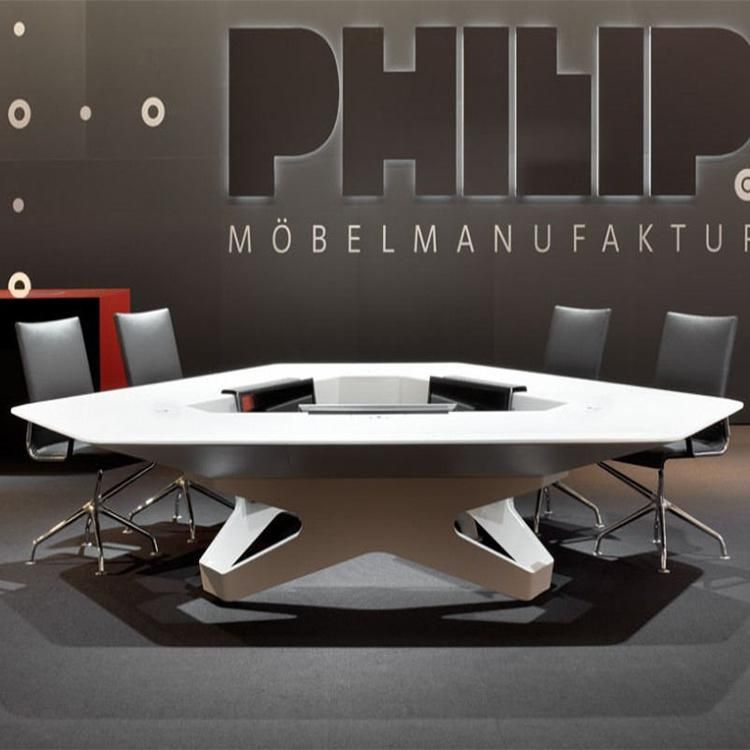 Modern Stylish Tech Professional Office Table Solid Surface Triangle Conference Table