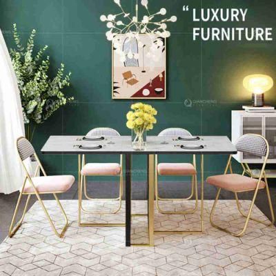 White Ceramic Marble Modern Dinner Furniture Extendable Dining Table