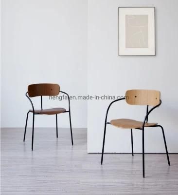 Modern Restaurant Home Furniture Set Metal Legs Wood Coffee Dining Chairs