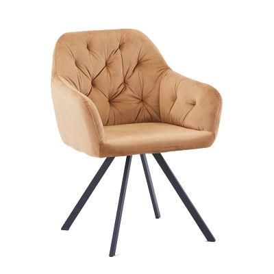 Modern Luxury Home Furniture Nordic Velvet Dining Room Chair with Metal Legs for Restaurant Chair