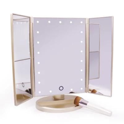 Top-Rank Selling Trifold LED Makeup Dimmable Brightness Cosmetic Mirrors for Home Decorations