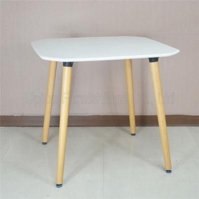 (SP-RT527) Modern Wooden Leg Square White Plastic Dining Table