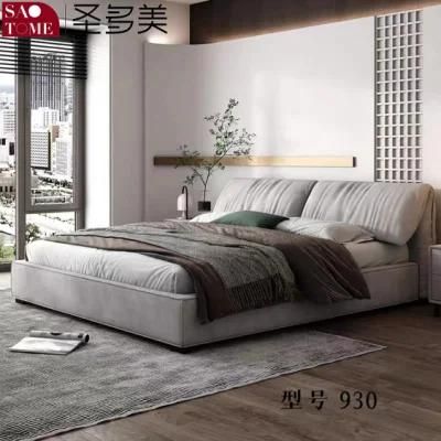 Modern Hotel Bedroom Furniture Gray Matte Cloth Russian Imported Larch Double Bed