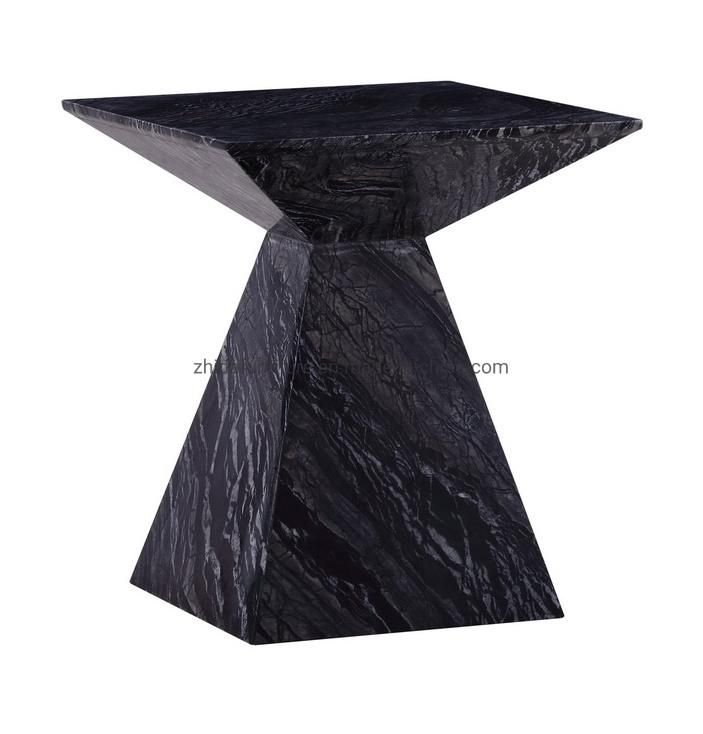 Black Square Shape Marble Side Table for Hotel Project Case