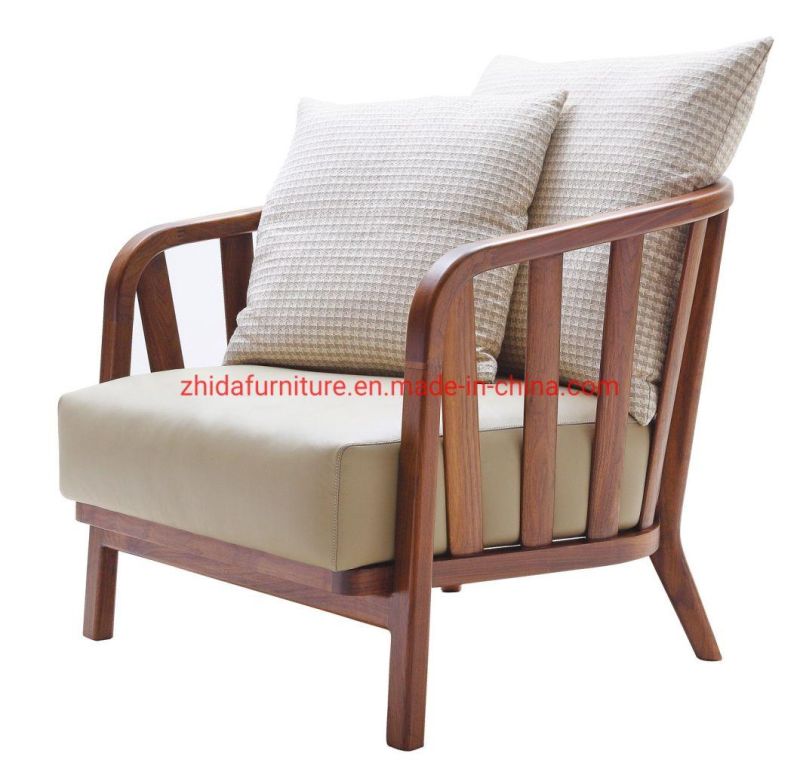 Modern Furniture Fabric Living Room Chair with Cushion Wooden Base