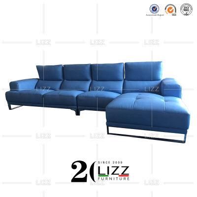 European Modern Leisure Home/Office Furniture L Shape Genuine Leather Corner Sofa