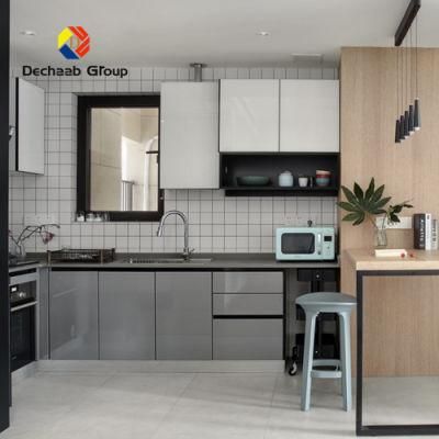 Wall Hanging Grey Modular Metal Stainless Steel Kitchen Cabinet Modern