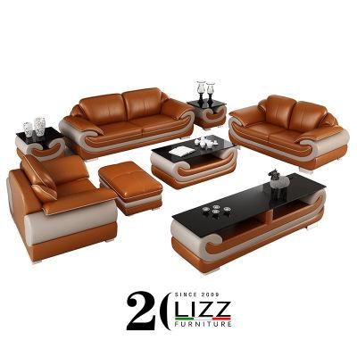 Soft Comfortable Down Living Room Leather Sofa for Wholesaling