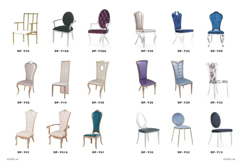 European Style Retro Pattern Stainless Steel PU Dining Chair