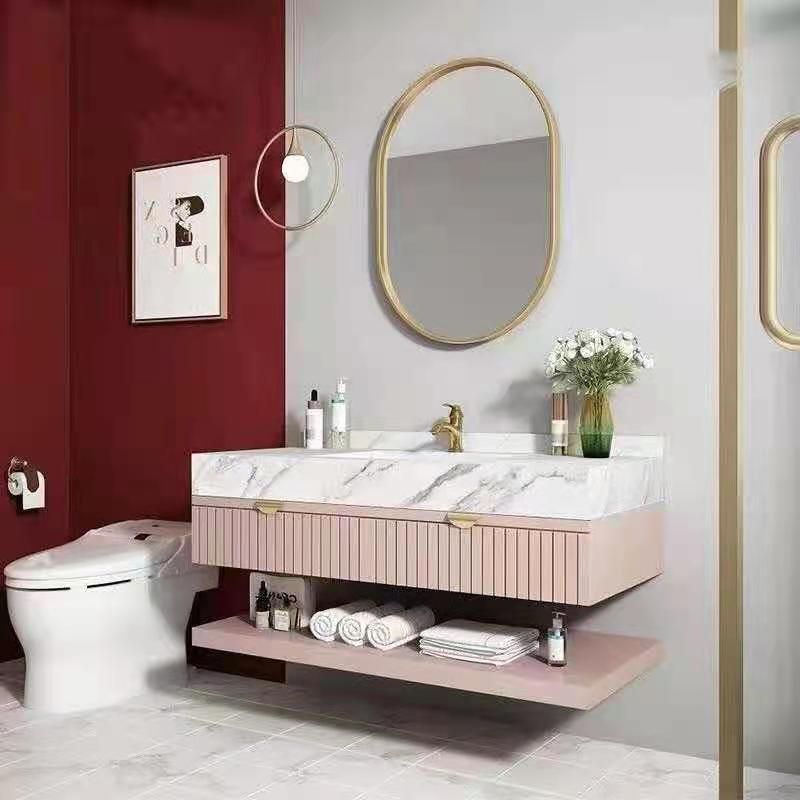 MDF Melamine Modern Customized ODM Hotel Modern Wall Bathroom Furniture