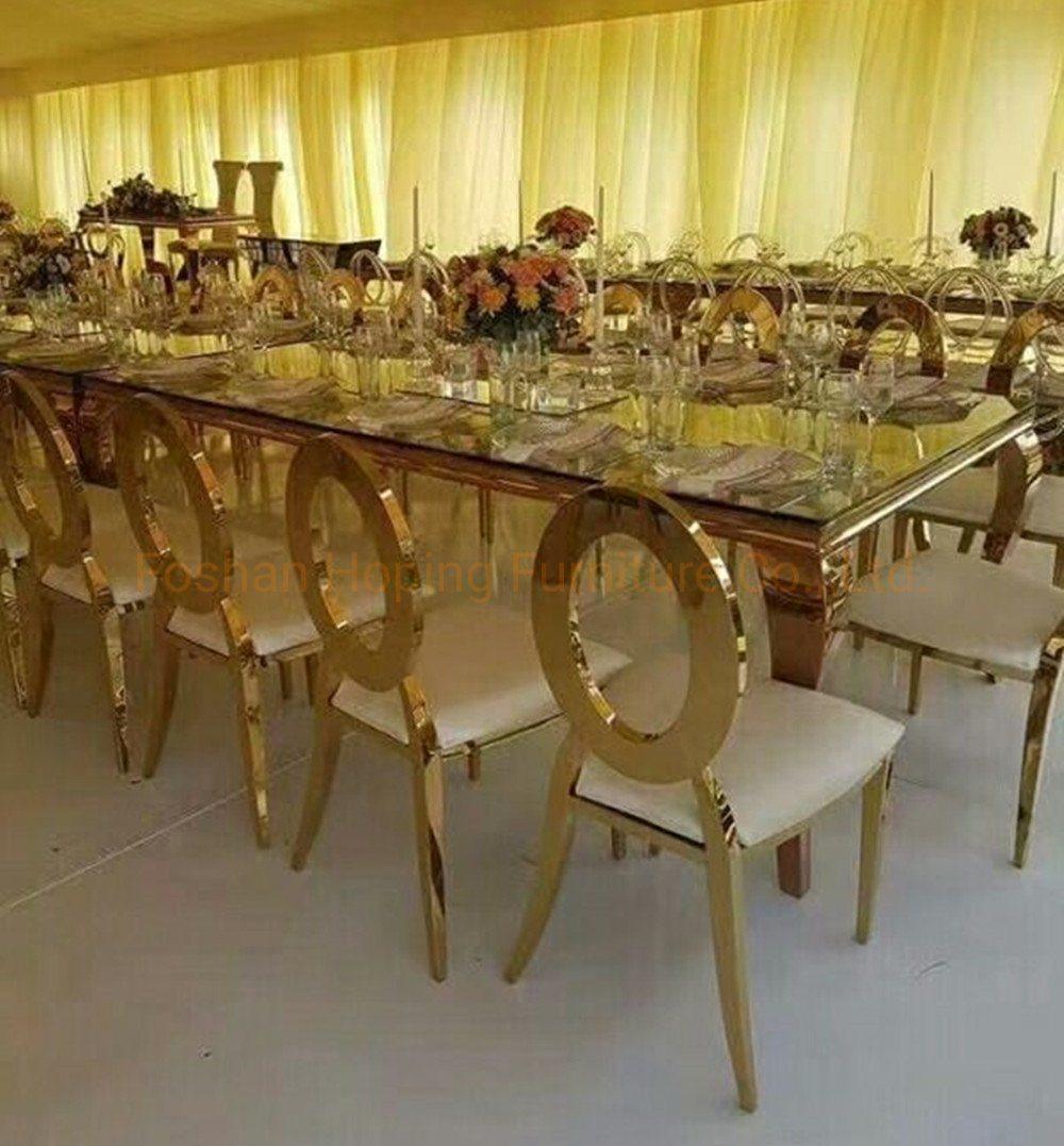 China Foshan Leisure Circle Back Banquet Chair Factory Rotary Swing Egg Ball Chair New Design Gold Stainless Steel Furniture Wedding Party Dining Table Chairs