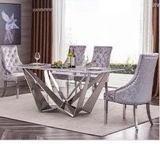 Banquet Wedding Event Furniture Stainless Steel Frame Marble Dining Table