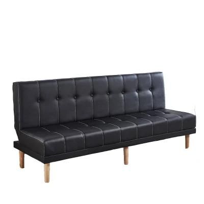 Modern Home Bedroom Furniture Black Leather Folding Bed Sofa for Living Room