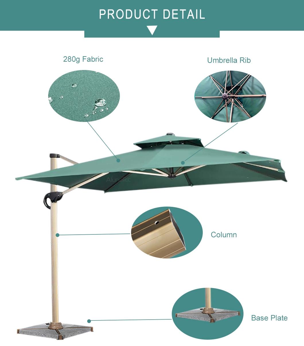 Roman Aluminum Frame Outdoor Marble Base Folding Patio Umbrella