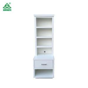 PU Finish Tall Bedside Tables with Drawers / White Narrow Tall Nightstand