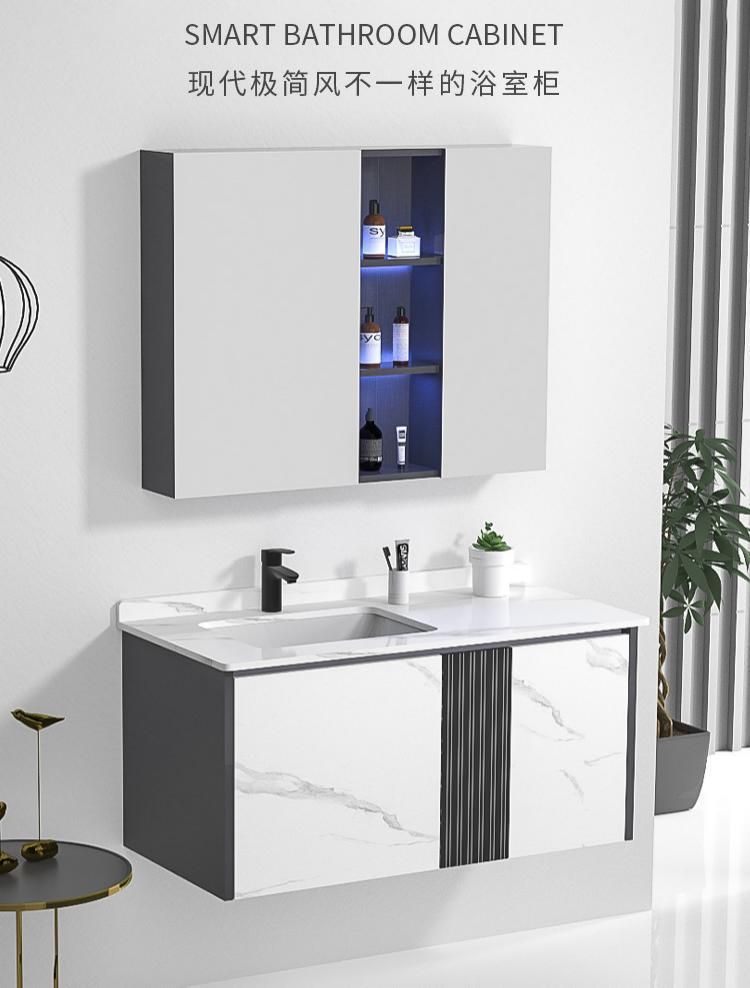 American Style Wholesale White Rubber Wood Bathroom Furniture, Bathroom Vanity, LED Mirrored Cabinet