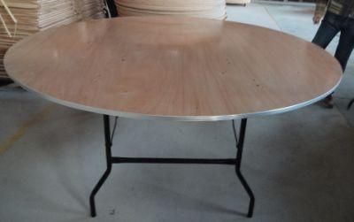 72&quot; Wood Banquet Round Folding Table with Aluminum Edge