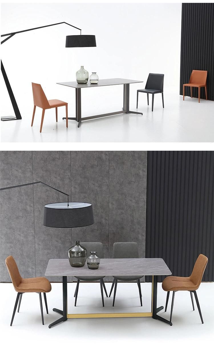 Home Modern Furniture Steel Frame Rectangle Marble Hotel Dining Table
