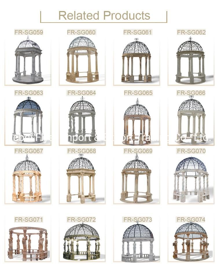 Outdoor Park Garden Metal Craft Sculpture Pavilion Decoration Modern Design Black Color Round Shape Casting Iron Gazebo