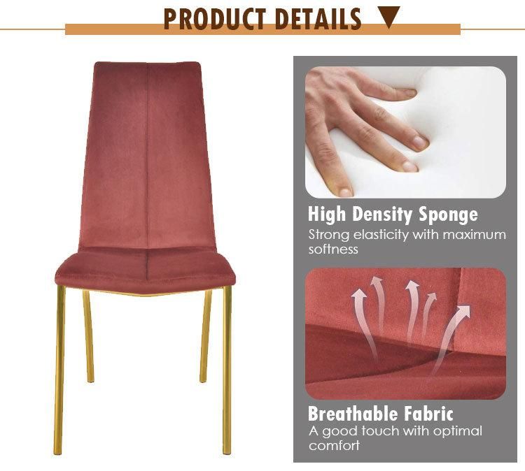 High Quality Color Optional Room Restaurant Furniture Modern Velvet Seat Dining Chair