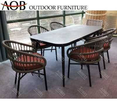 Modern Outdoor Garden Patio Home Restaurant Hotel Bistro Bar Rope Weaving Dining Chair Furniture Set