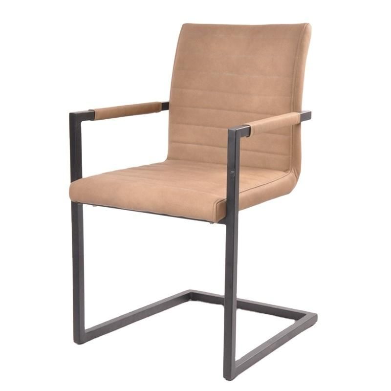 Dark Grey Nordic Faux Leather PU Cushion Design Modern Dining Chair with Metal Legs