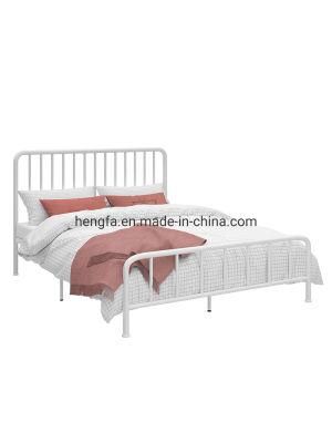 Factory Custom Dormitory Bedroom Furniture Golden Plated Steel Double Size Bed