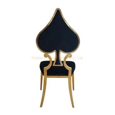 Restaurant Dining Chair Black Velvet Stainless Steel Heart Shape Back Designed New Banquet Chair