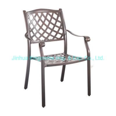 Patented Modern Design Garden Cast Aluminum Chair with Armrest