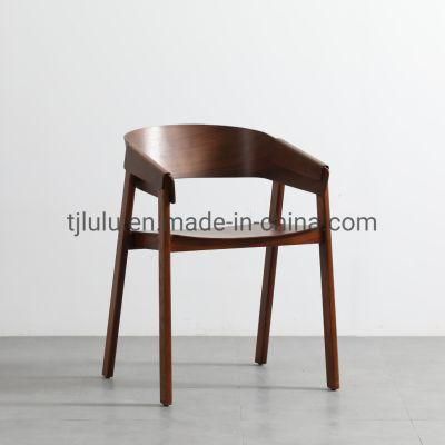 Modern Solid Wood Dining Room Furniture Restaurant Hotel Wooden Armrest Curved Bentwood Dining Chairs