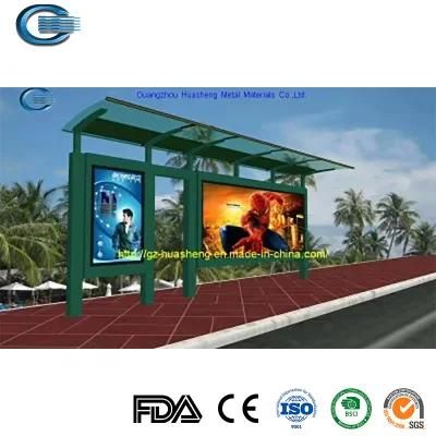 Huasheng Small Bus Stop Shelters China Steel Bus Stop Shelter Manufacturers Solar Power Bus Stop Station and Modern City Bus Shelter for Sale