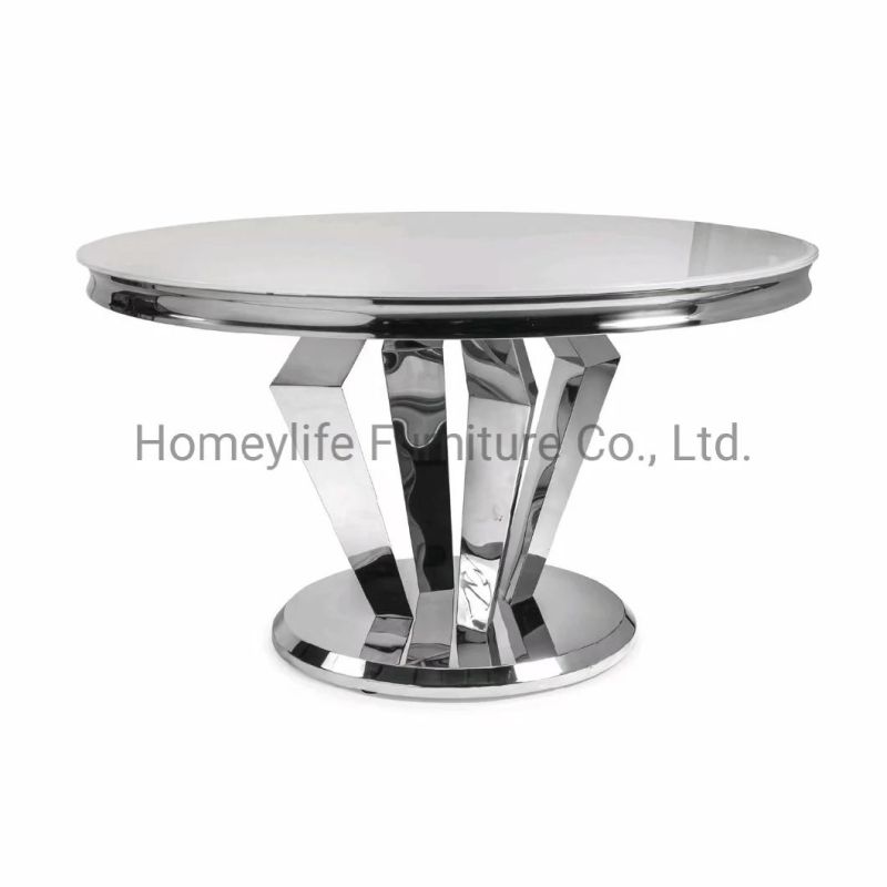 French Design Home Furniture Modern Marble Glass Top Dining Table
